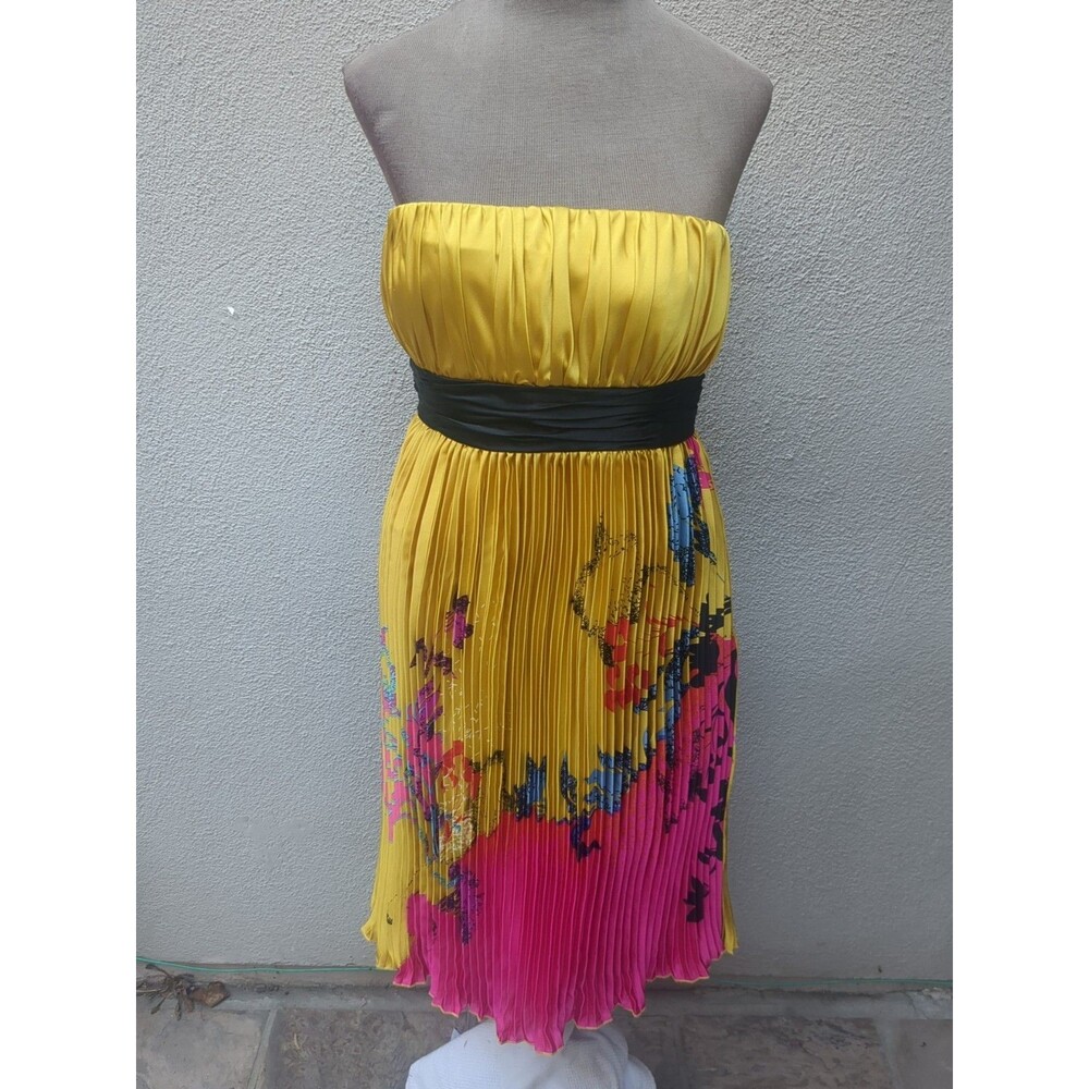 Kay Unger Pink Midi Dress NWOT 10 Sleeveless Pleated  100% Silk Ships From Usa